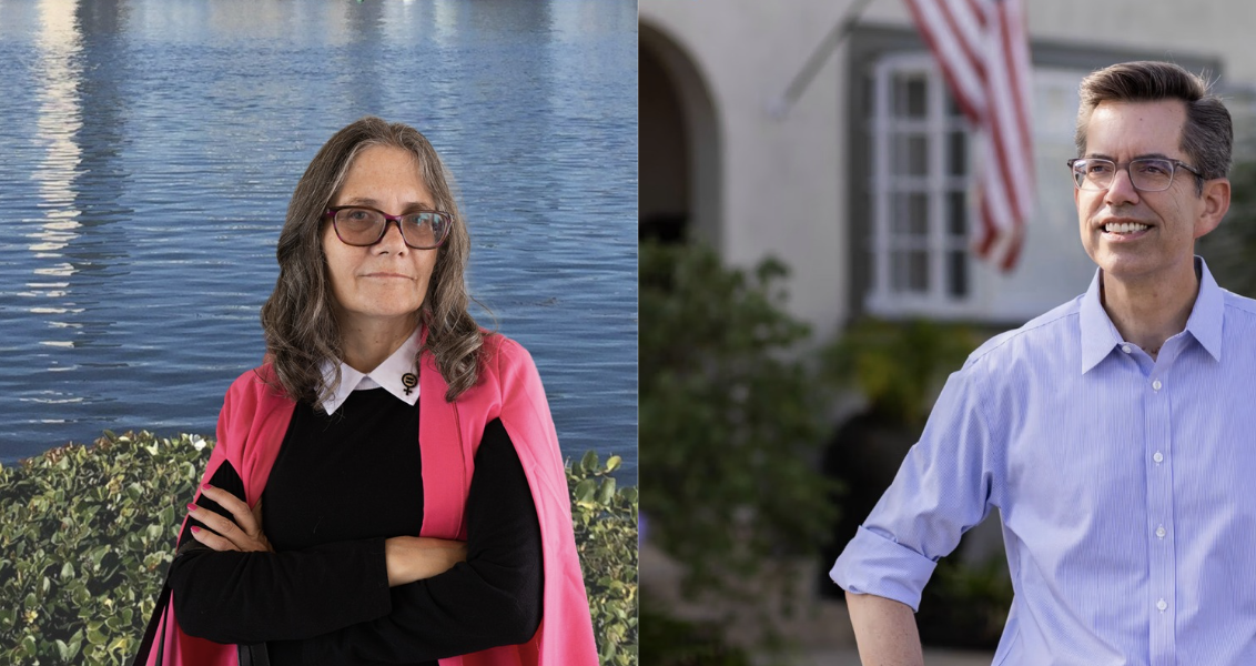 Coleen Cusack, left, challenges incumbent Stephen Whitburn, right, for representation of District 3. Source: campaign websites.